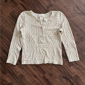 Doen 3/4 Sleeve Quarter Button Floral Tee